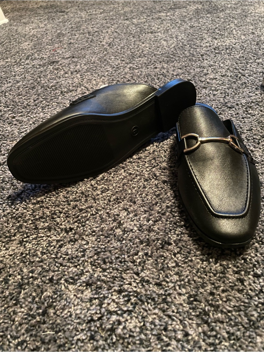 Black Women's Slip-On Loafers with Metal Bit Detail